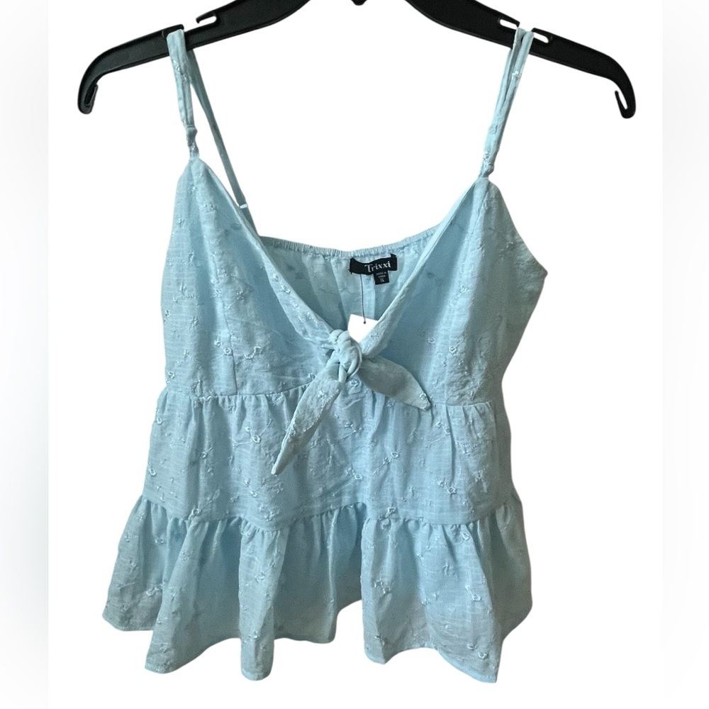 NWT Trixxi Powder Blue Baby Doll Tank Top Sleeveless Top XL Adjustable Straps
